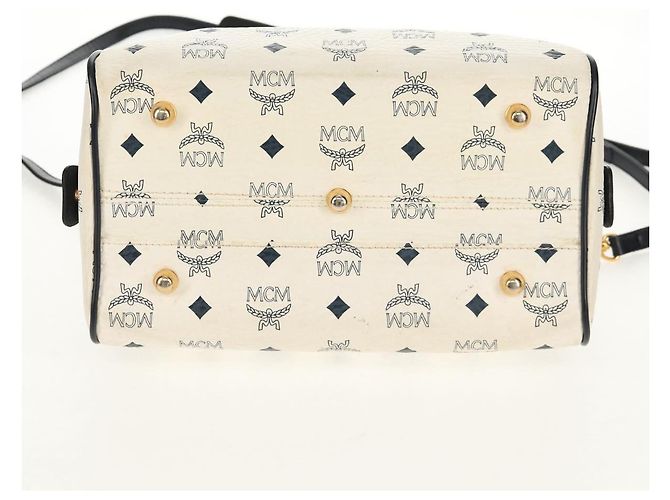 Borsa MCM Logogram Vicetos PVC 2 in 1 Bianco Oro Auth 149478 D'oro - vista 5