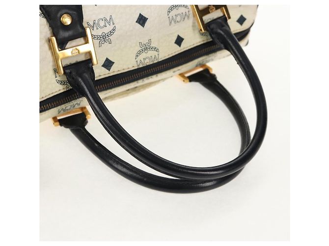 Borsa MCM Logogram Vicetos PVC 2 in 1 Bianco Oro Auth 149478 D'oro - vista 7