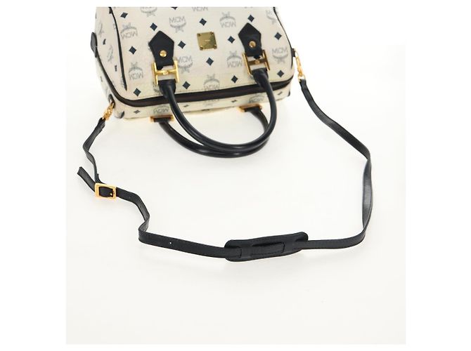 Borsa MCM Logogram Vicetos PVC 2 in 1 Bianco Oro Auth 149478 D'oro - vista 8