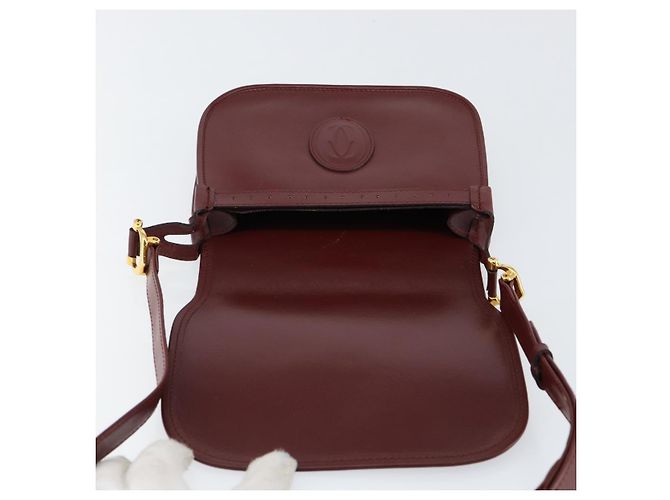 Cartier Borsa a spalla Must Line in pelle Bordeaux oro Auth BA7526 D'oro Bordò - vista 10