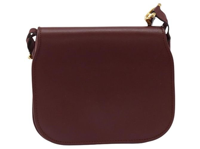 Cartier Borsa a spalla Must Line in pelle Bordeaux oro Auth BA7526 D'oro Bordò - vista 13