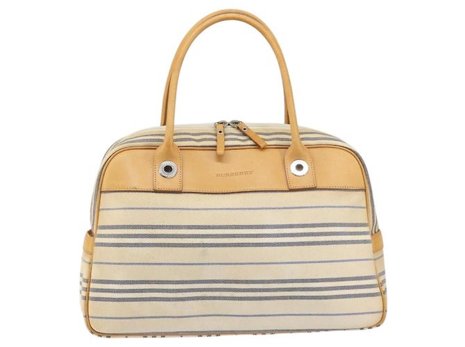 Borsa a mano BURBERRY in tela e pelle bianca e argento Auth bs30764 Bianco - vista 13