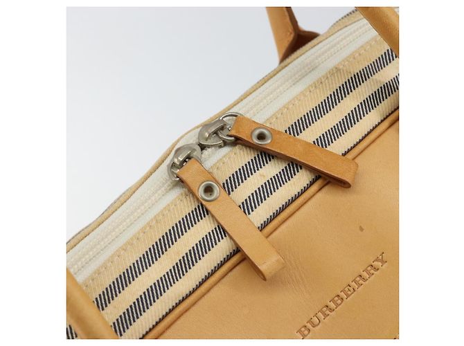 Borsa a mano BURBERRY in tela e pelle bianca e argento Auth bs30764 Bianco - vista 17
