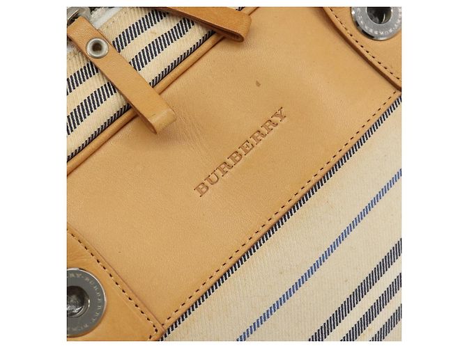 Borsa a mano BURBERRY in tela e pelle bianca e argento Auth bs30764 Bianco - vista 18