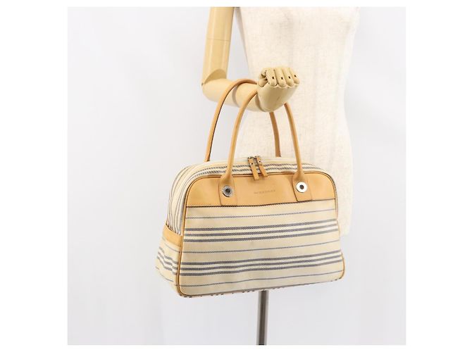 Borsa a mano BURBERRY in tela e pelle bianca e argento Auth bs30764 Bianco - vista 23