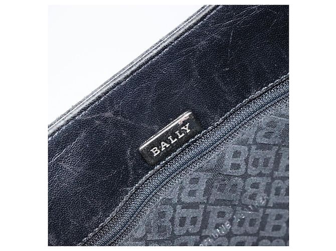 BALLY Borsa a mano in pelle nera argento Auth 152095 Nero - vista 10