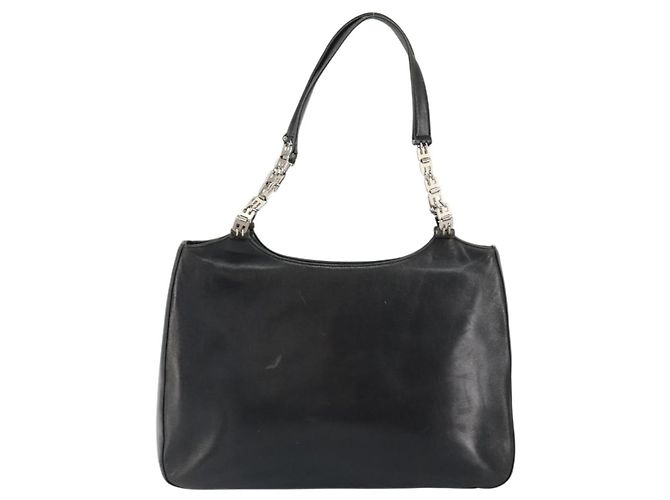 BALLY Borsa a mano in pelle nera argento Auth 152095 Nero - vista 13