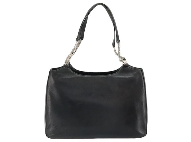 BALLY Borsa a mano in pelle nera argento Auth 152095 Nero - vista 2
