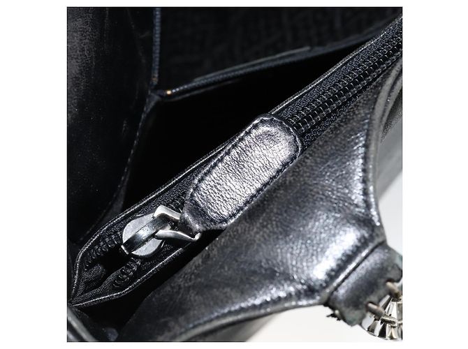 BALLY Borsa a mano in pelle nera argento Auth 152095 Nero - vista 21