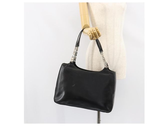 BALLY Borsa a mano in pelle nera argento Auth 152095 Nero - vista 24