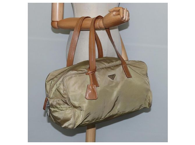 Borsa Boston PRADA in nylon beige argento autentica bs30240 - vista 21