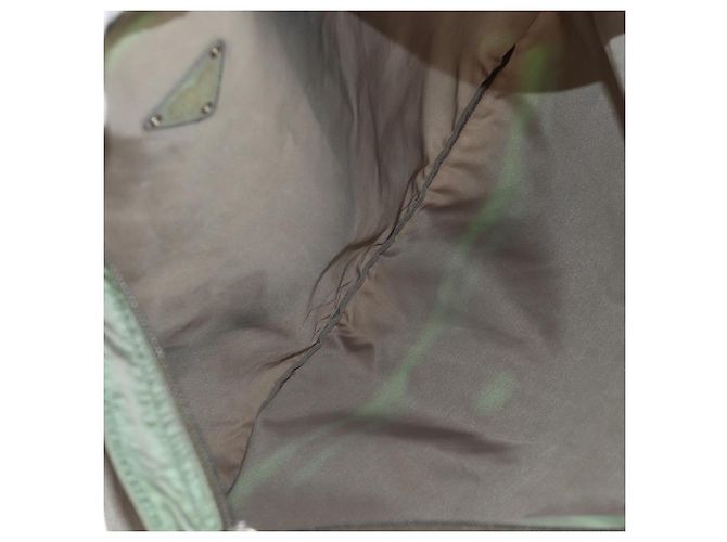 PRADA Tote Bag aus Nylon Khaki Silber authentisch 148428 - Ansicht 10
