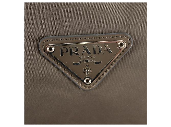 PRADA Tote Bag aus Nylon Khaki Silber authentisch 148428 - Ansicht 20