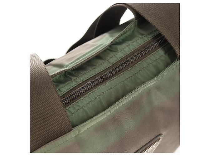 PRADA Tote Bag aus Nylon Khaki Silber authentisch 148428 - Ansicht 21