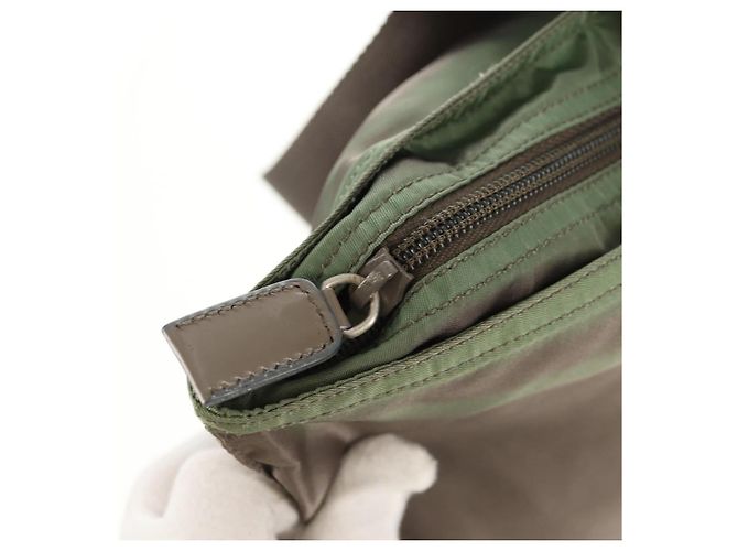 PRADA Tote Bag aus Nylon Khaki Silber authentisch 148428 - Ansicht 9
