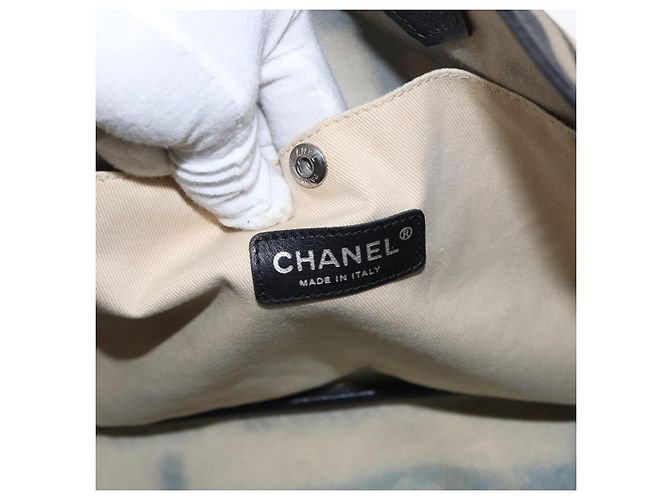 CHANEL Borsa Tote Central Station PVC Tela Nera Argento CC Auth 152594 Nero - vista 11