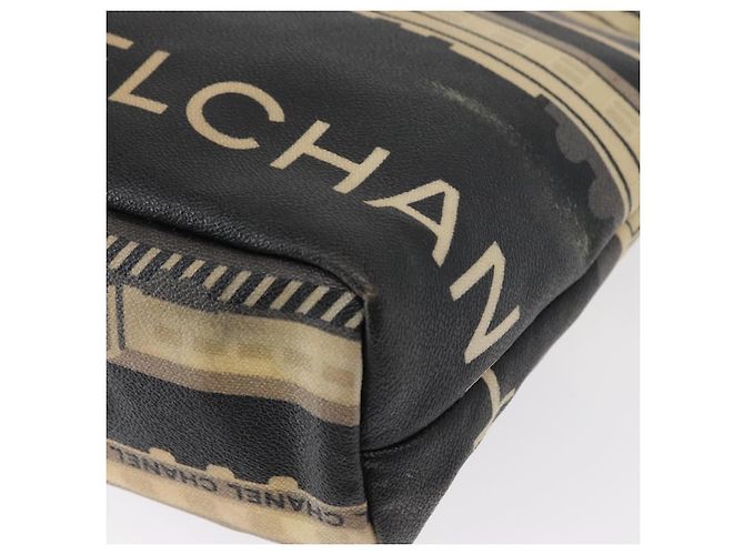 CHANEL Borsa Tote Central Station PVC Tela Nera Argento CC Auth 152594 Nero - vista 14