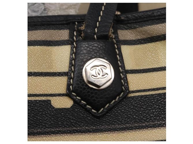 CHANEL Borsa Tote Central Station PVC Tela Nera Argento CC Auth 152594 Nero - vista 17