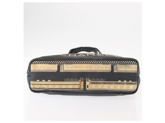 CHANEL Borsa Tote Central Station PVC Tela Nera Argento CC Auth 152594 Nero - vista 5