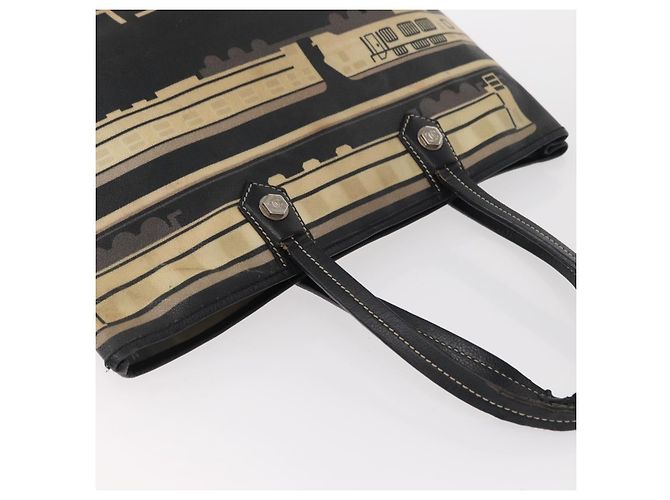 CHANEL Borsa Tote Central Station PVC Tela Nera Argento CC Auth 152594 Nero - vista 6