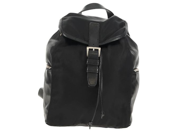 PRADA Backpack Nylon Leather Black Silver Auth 150778 Silvery - view 13