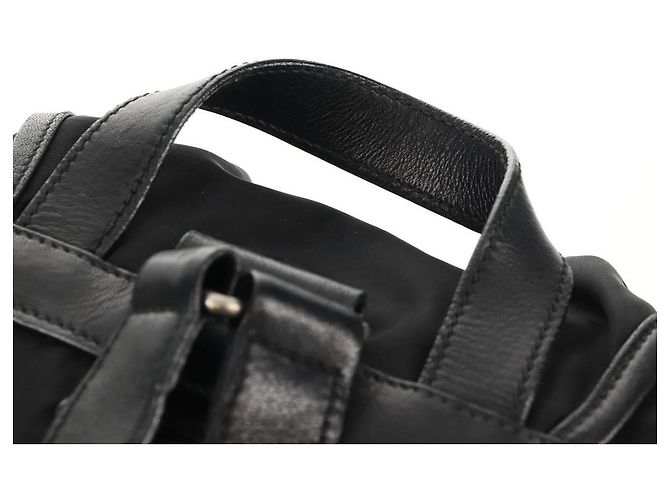 PRADA Backpack Nylon Leather Black Silver Auth 150778 Silvery - view 14
