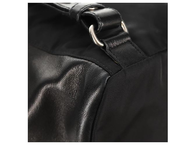 PRADA Backpack Nylon Leather Black Silver Auth 150778 Silvery - view 19