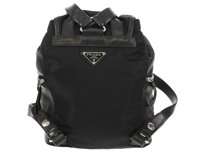 PRADA Backpack Nylon Leather Black Silver Auth 150778 Silvery - view 2