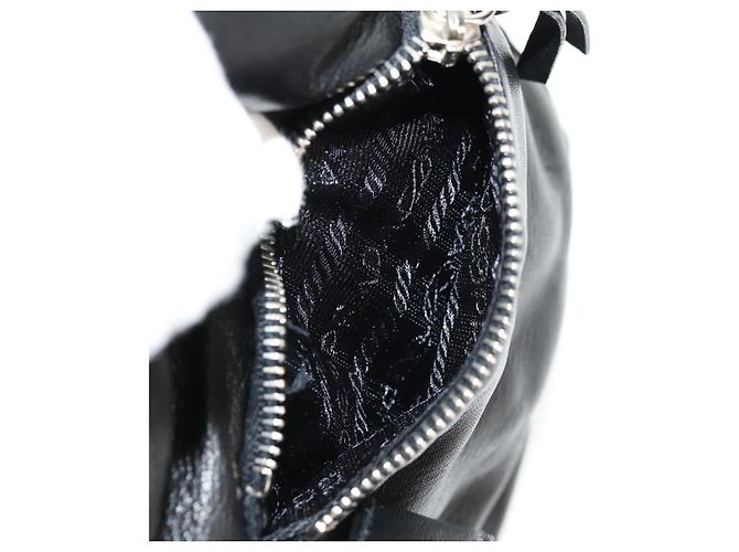 PRADA Backpack Nylon Leather Black Silver Auth 150778 Silvery - view 23