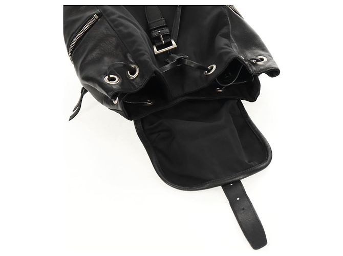 PRADA Backpack Nylon Leather Black Silver Auth 150778 Silvery - view 24