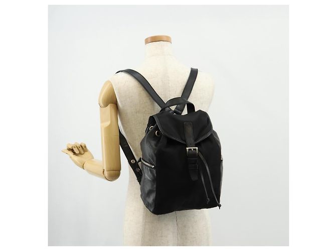 PRADA Backpack Nylon Leather Black Silver Auth 150778 Silvery - view 30
