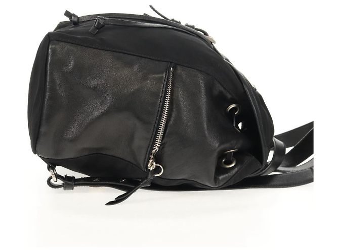 PRADA Backpack Nylon Leather Black Silver Auth 150778 Silvery - view 4