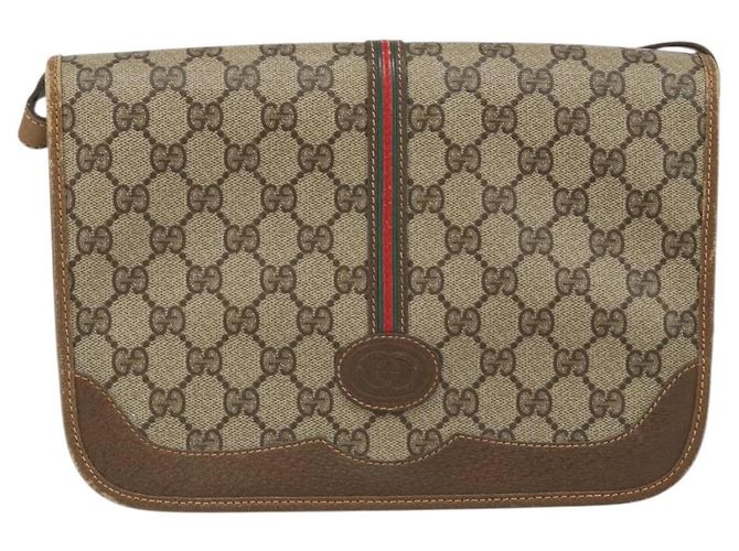 Bolsa de Ombro Gucci GG Supreme Web Sherry Line PVC Bege 001 066 0551 Auth 149475 - vista 13