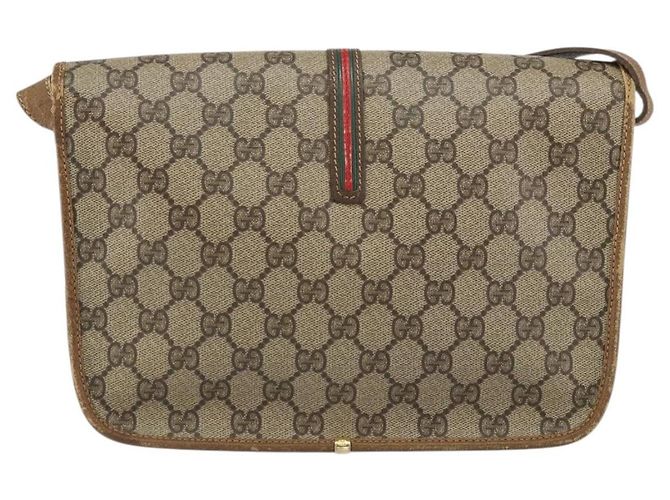 Bolsa de Ombro Gucci GG Supreme Web Sherry Line PVC Bege 001 066 0551 Auth 149475 - vista 2