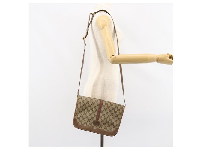 Bolsa de Ombro Gucci GG Supreme Web Sherry Line PVC Bege 001 066 0551 Auth 149475 - vista 23
