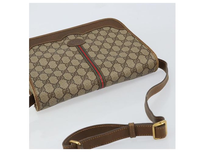 Bolsa de Ombro Gucci GG Supreme Web Sherry Line PVC Bege 001 066 0551 Auth 149475 - vista 6