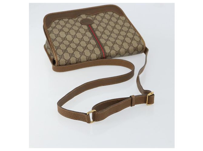 Bolsa de Ombro Gucci GG Supreme Web Sherry Line PVC Bege 001 066 0551 Auth 149475 - vista 7