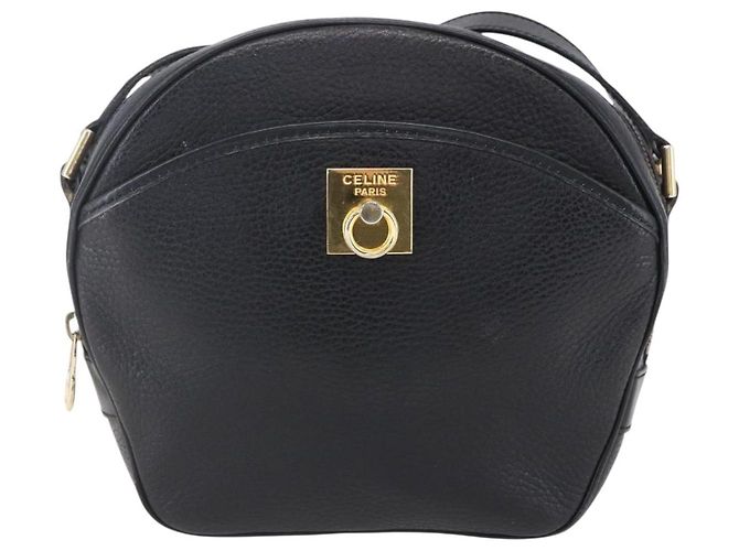 Céline Borsa a Spalla CELINE in Pelle Nera Oro Auth 152953 Nero D'oro - vista 13