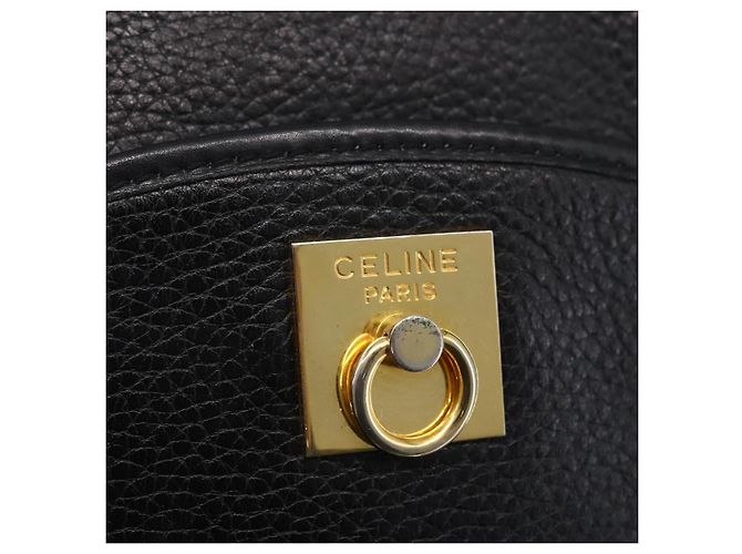 Céline Borsa a Spalla CELINE in Pelle Nera Oro Auth 152953 Nero D'oro - vista 17