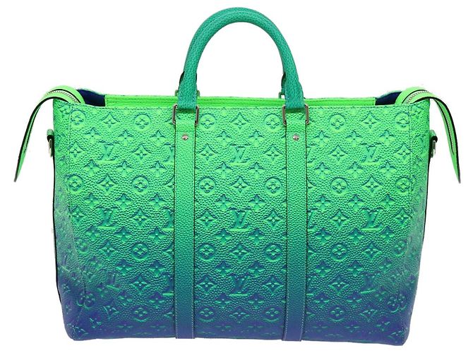 LOUIS VUITTON Borsa Tote Keepall Monogram Illusion Verde Neon M59688 Auth ai669SM - vista 2