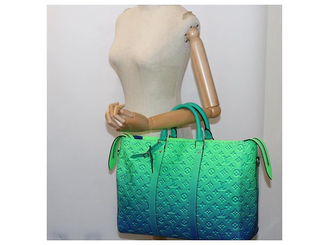 LOUIS VUITTON Borsa Tote Keepall Monogram Illusion Verde Neon M59688 Auth ai669SM - vista 27