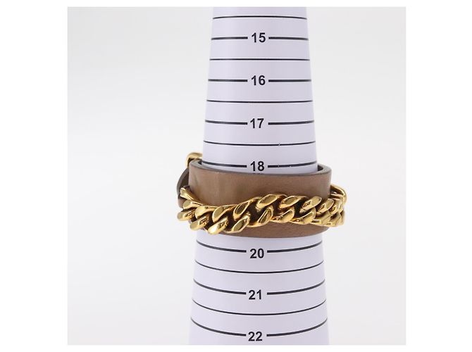 Bracciale in pelle beige FENDI Auth kk598 - vista 11