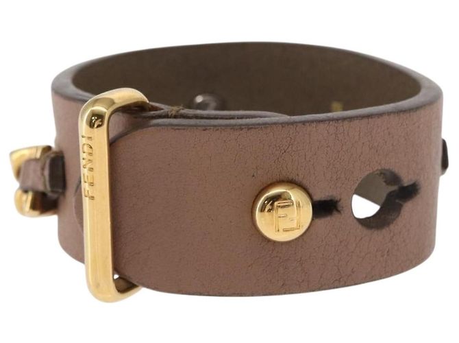 Bracciale in pelle beige FENDI Auth kk598 - vista 2