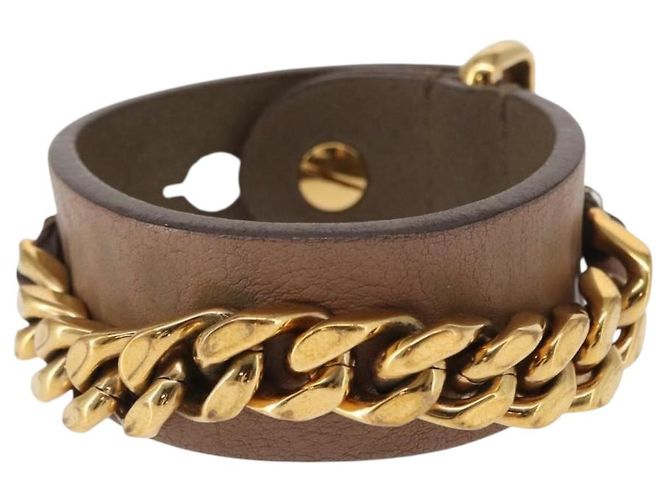 Bracciale in pelle beige FENDI Auth kk598 - vista 3