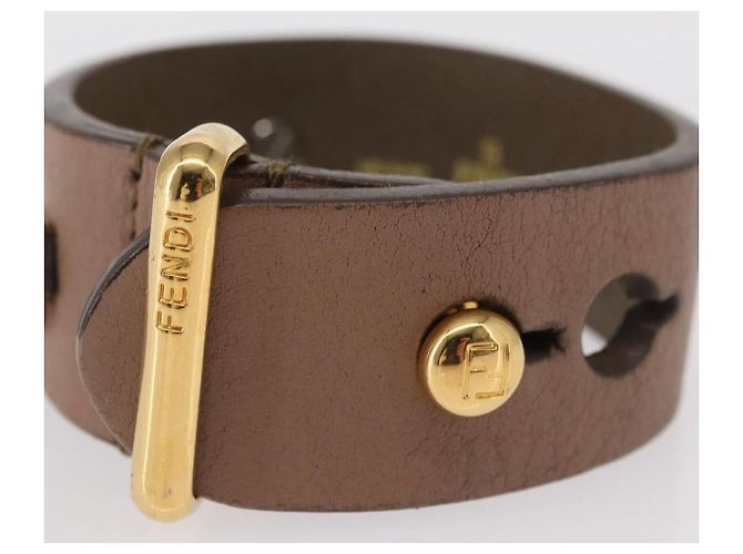 Bracciale in pelle beige FENDI Auth kk598 - vista 6