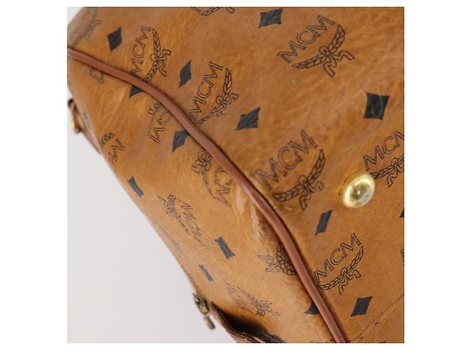 Borsa Boston MCM Logogram Vicetos in pelle PVC marrone e oro Auth 154457 D'oro - vista 11