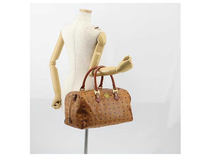 Borsa Boston MCM Logogram Vicetos in pelle PVC marrone e oro Auth 154457 D'oro - vista 22