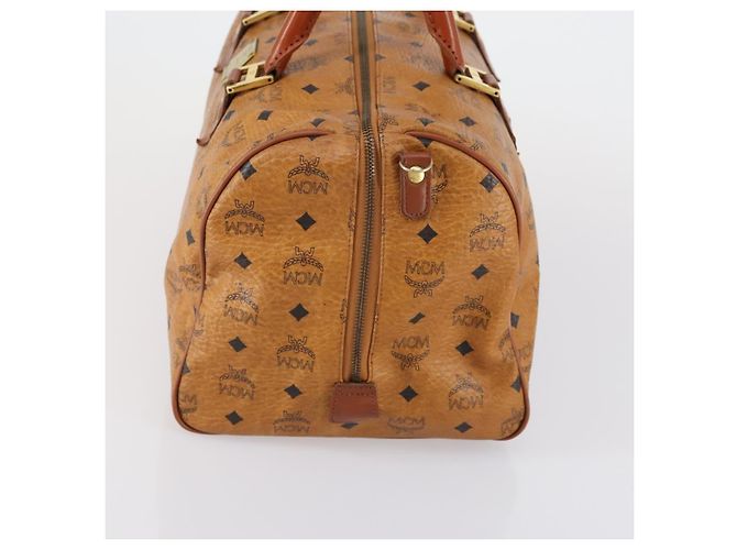 Borsa Boston MCM Logogram Vicetos in pelle PVC marrone e oro Auth 154457 D'oro - vista 4