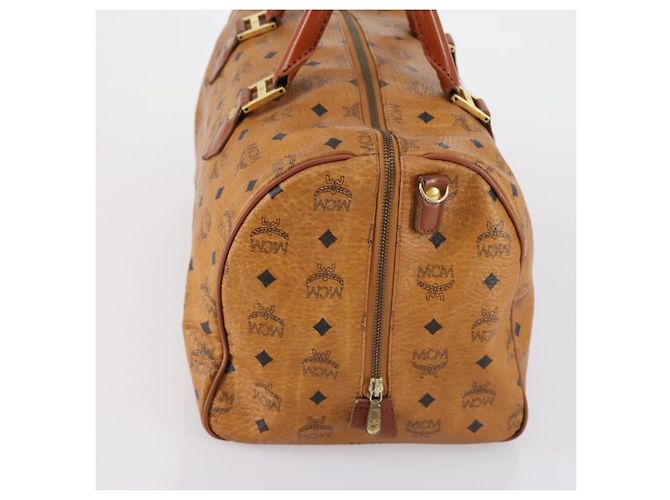 Borsa Boston MCM Logogram Vicetos in pelle PVC marrone e oro Auth 154457 D'oro - vista 5