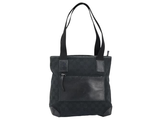 Borsa a mano in tela GG Gucci Nera 019 0402 Auth 155192 Nero - vista 2
